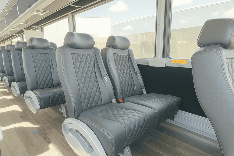 interior of Plano Coach Bus Service charter bus